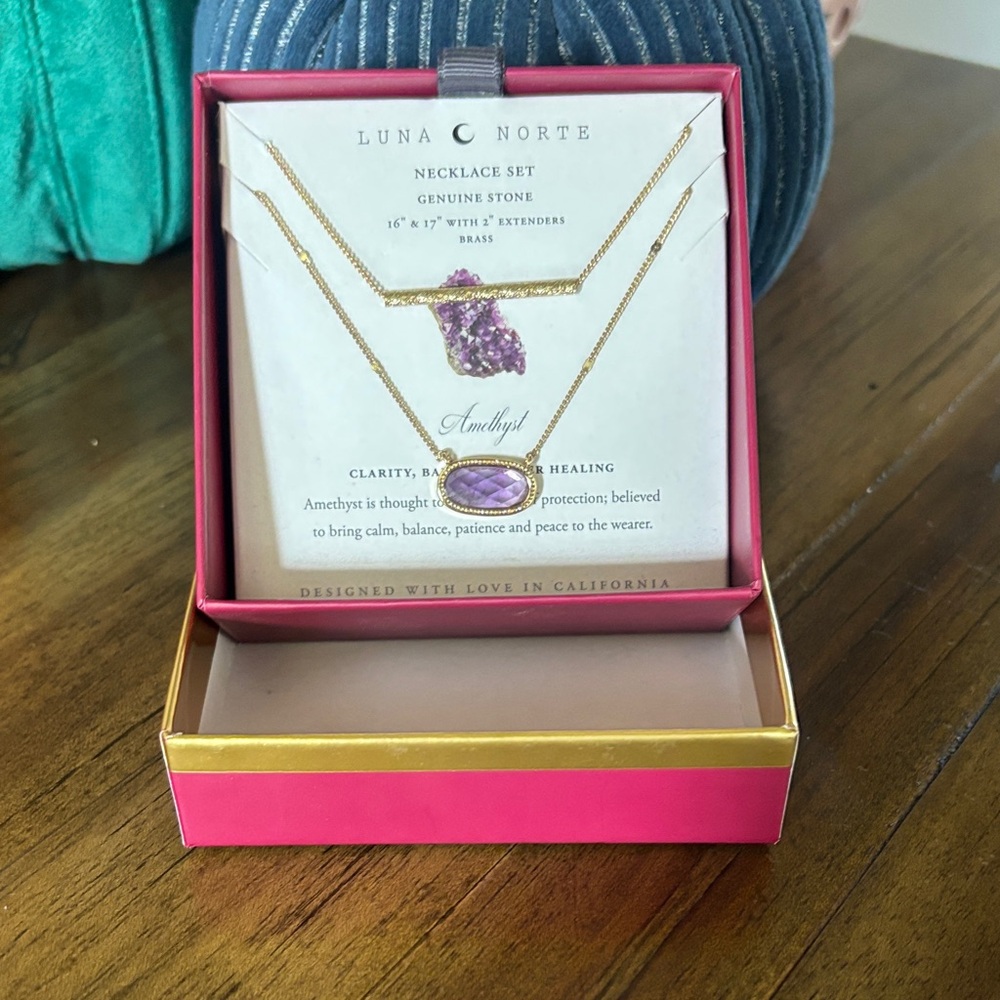 Luna Norte Amethyst Necklace Set - Gold and Purple